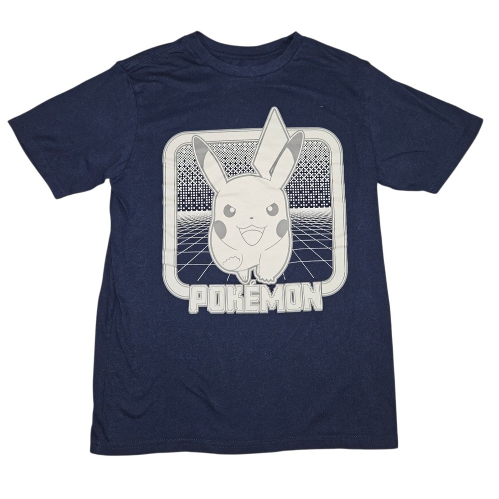 Pokemon Pikachu Boys Shirt Size XL 14/16 Navy Blue Vaporwave Retro Graphic Tee